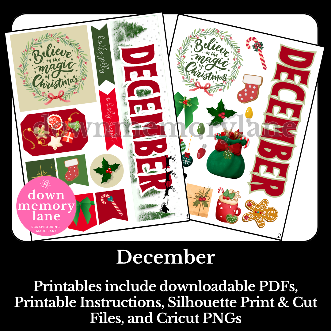 December Month Printable – Down Memory Lane