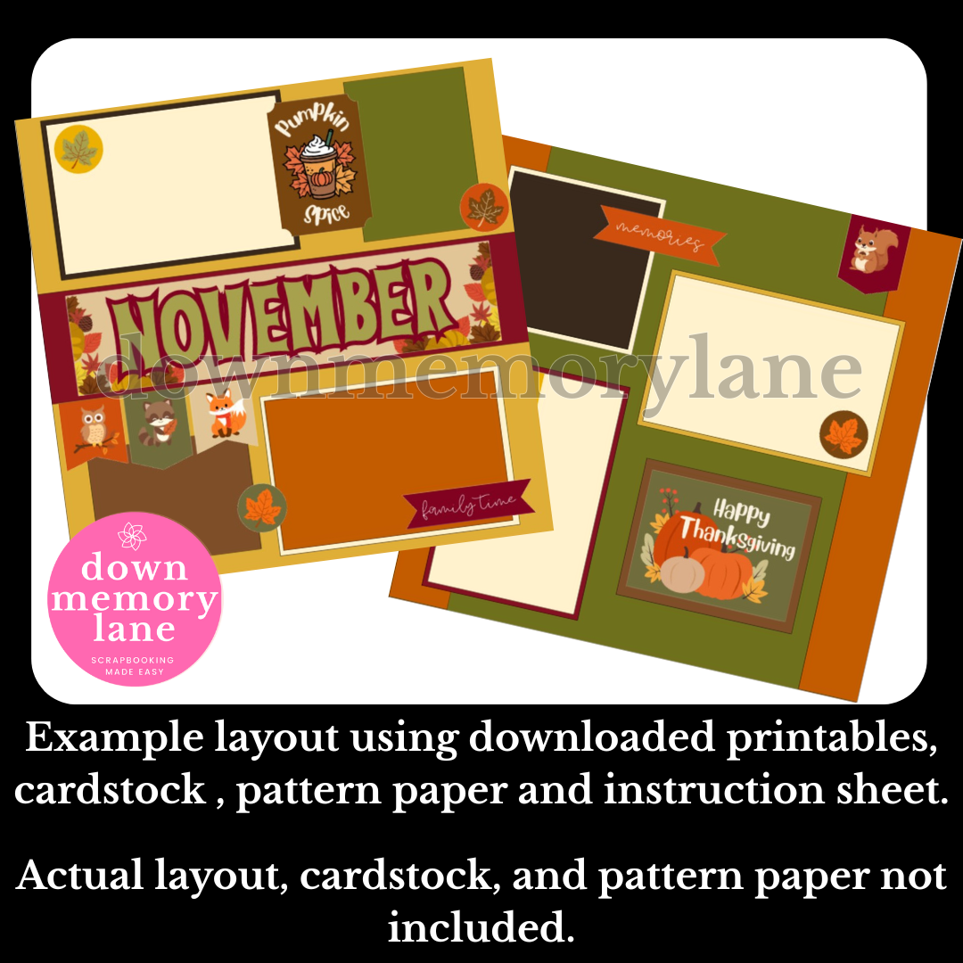 November Month Printable – Down Memory Lane